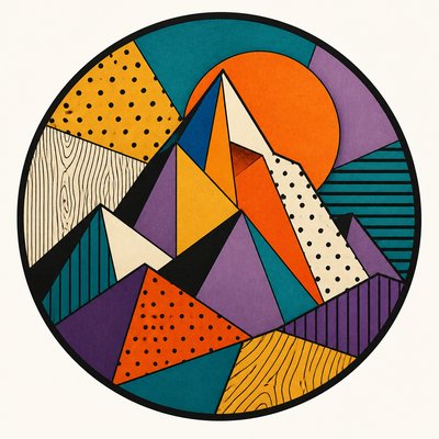 Synthetic Cubism Art Style logo concept example