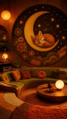 Retro 70s Interior Design baby announcement example