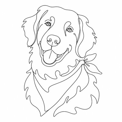 Single Line Minimalism Art Style pet portrait example