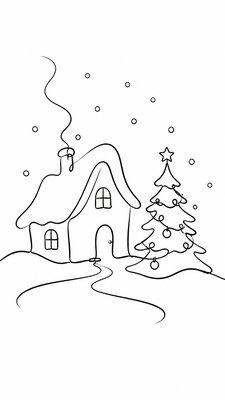 Minimalist Line Portrait Style Christmas card example