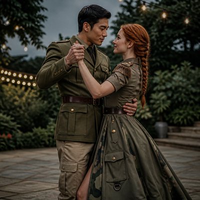 Military-Inspired Fashion couple portrait example