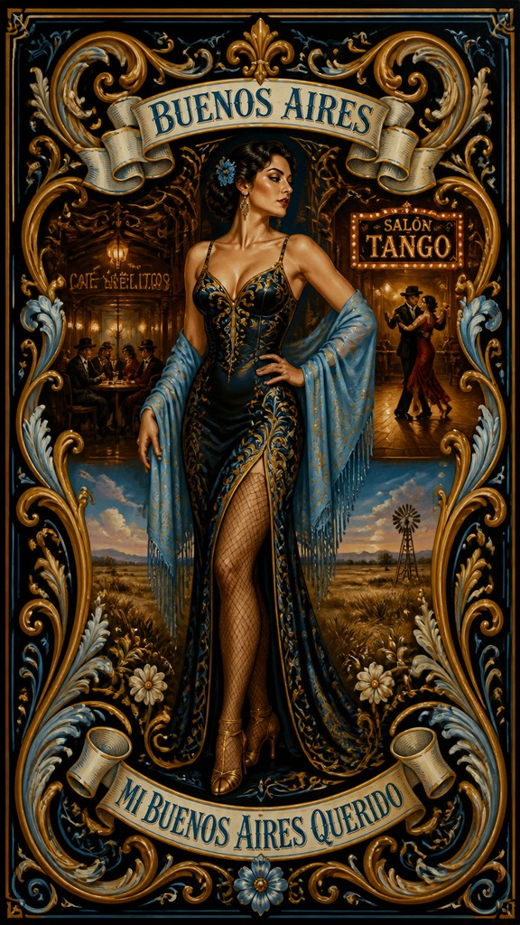 full-length portrait of an elegant figure — Argentine Art Style