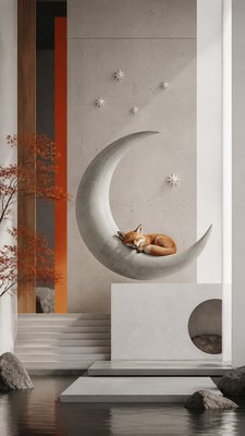 Modern Architecture Art baby announcement example