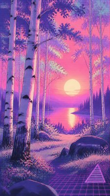 Vaporwave Anime Aesthetic wall art print example