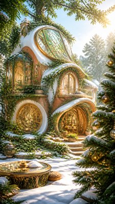 Solarpunk Aesthetic Christmas card example