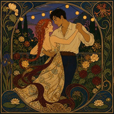 Art Nouveau Style couple portrait example