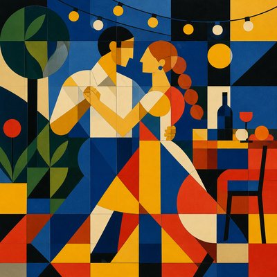 Bauhaus Geometric Art couple portrait example