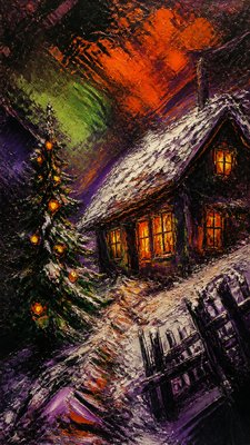 Expressionism Art Style Christmas card example