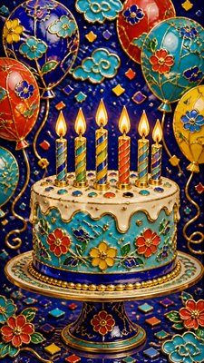 Enamel Cloisonné Jewelry Design birthday card example