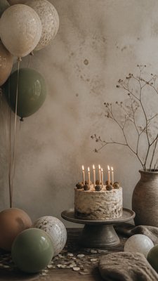 Wabi Sabi Art Style birthday card example
