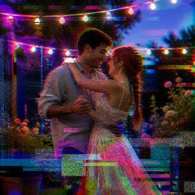 Glitch Art Style couple portrait example