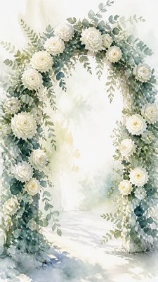 Watercolor Portrait Art Style wedding invitation example