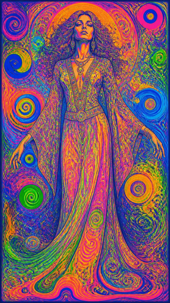 full-length portrait of an elegant figure — Psychedelic Art Style