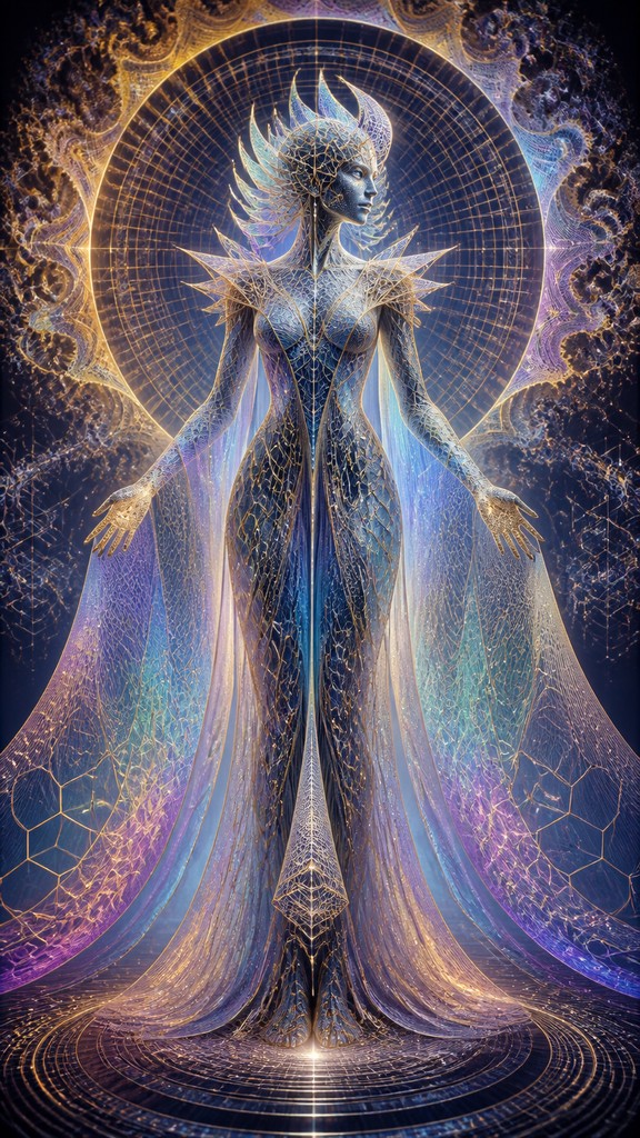 full-length portrait of an elegant figure — Procedural Digital Art Style