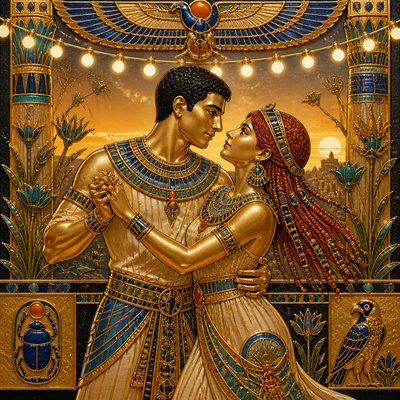 Egyptian Revival Jewelry Style couple portrait example