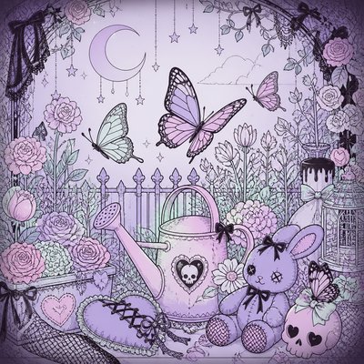 Pastel Goth Aesthetic coloring page example