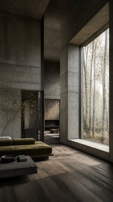 Brutalist Interior Design wall art print example