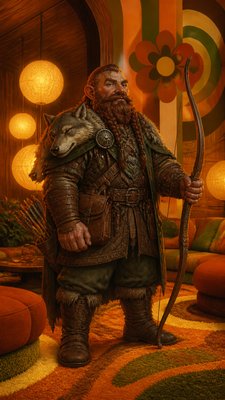 Retro 70s Interior Design tabletop character portrait example