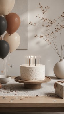 Japandi Aesthetic birthday card example