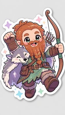 Kawaii Sticker Design tabletop character portrait example