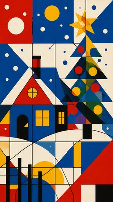 Bauhaus Geometric Art Christmas card example
