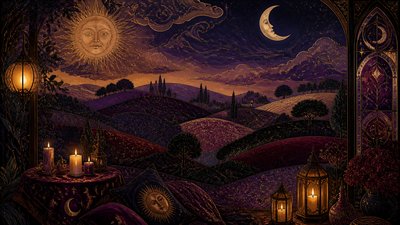 rolling hills with scattered trees under a big dramatic sky, no people — Whimsigoth Aesthetic wallpaper