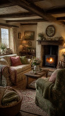 English Cottage Interior Design poster example