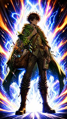 Shounen Power-Up Aura Portrait character design example