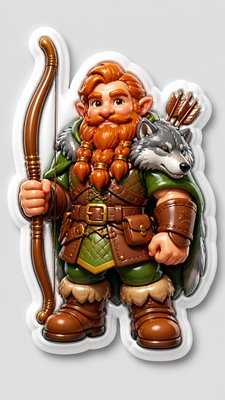 3D Puffy Sticker Design tabletop character portrait example