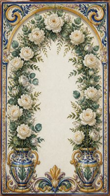 Majolica Ceramic Art Style wedding invitation example