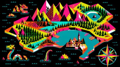 Neo-Geo Art Style fantasy map example