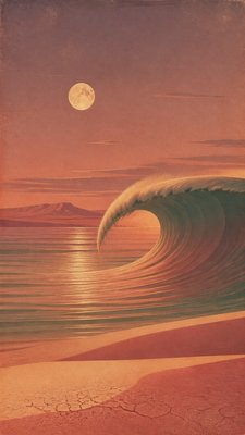 an ocean wave curling under moonlight, no people — Desertwave Aesthetic wallpaper