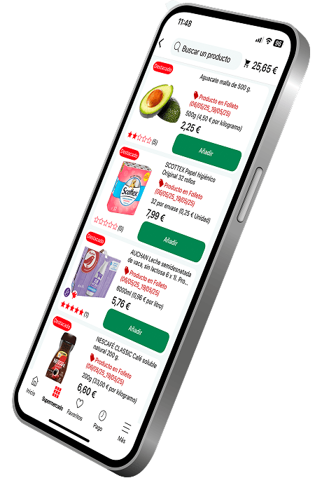 Smartphone con la app de Alcampo