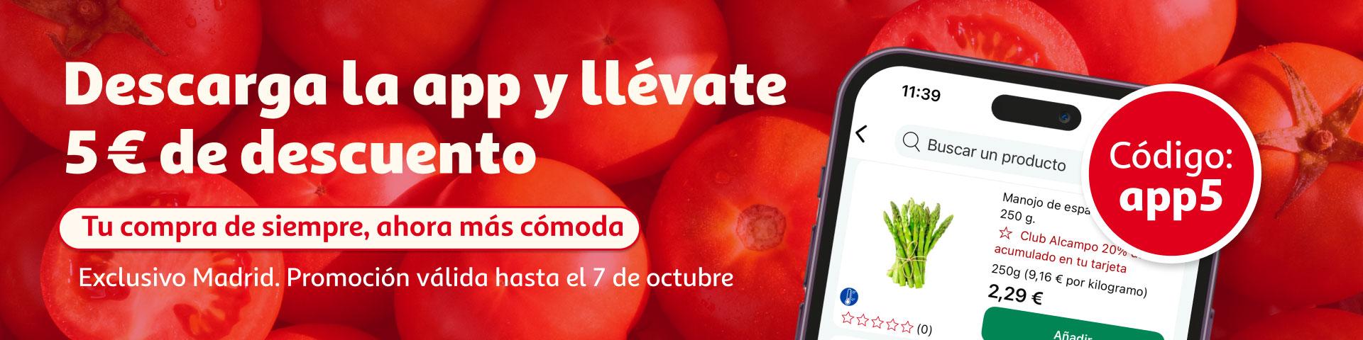 Descarga la app y consigue 5 euros de descuento