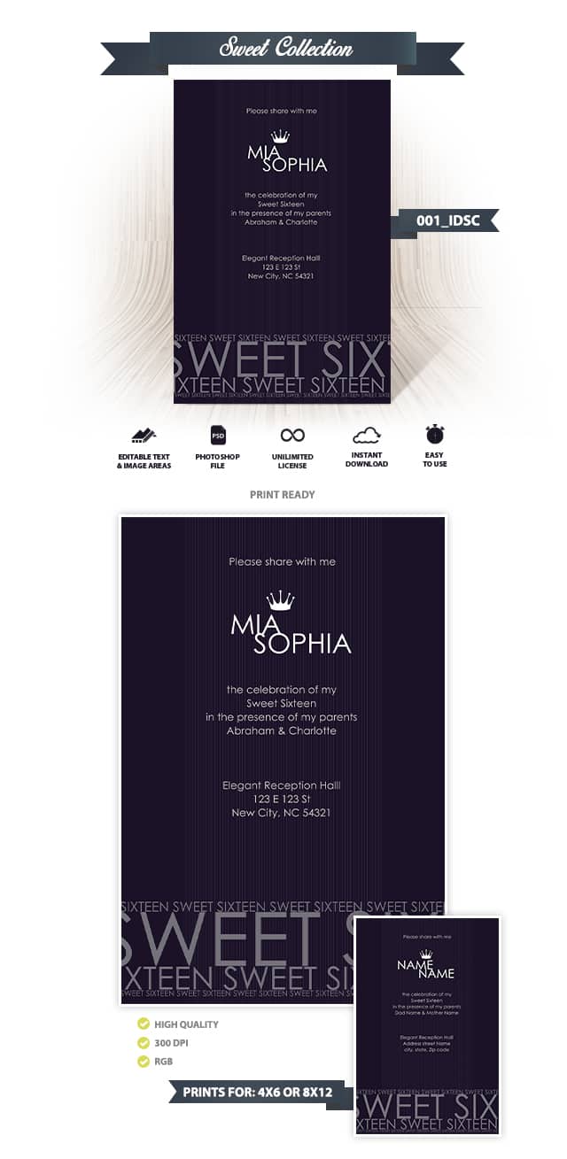 Sweet 16 Invitation Design 001 IDSC