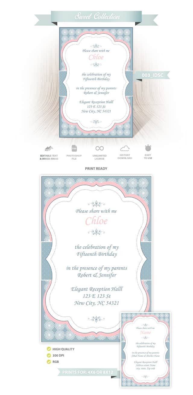 Sweet 16 Invitation Design 003 IDSC