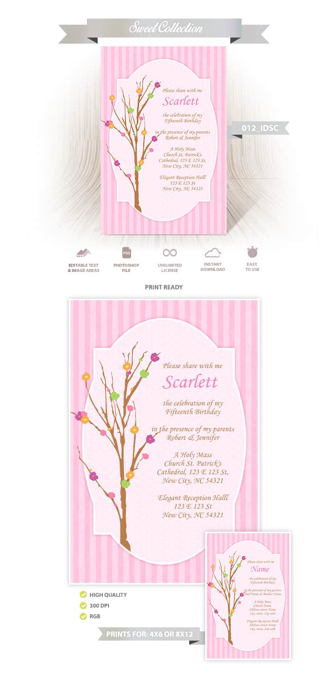 Sweet 16 Invitation Design 012 IDSC