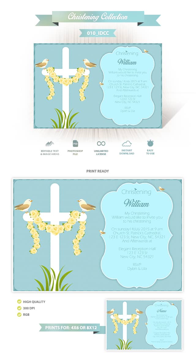 Christening Invitation Design 010 