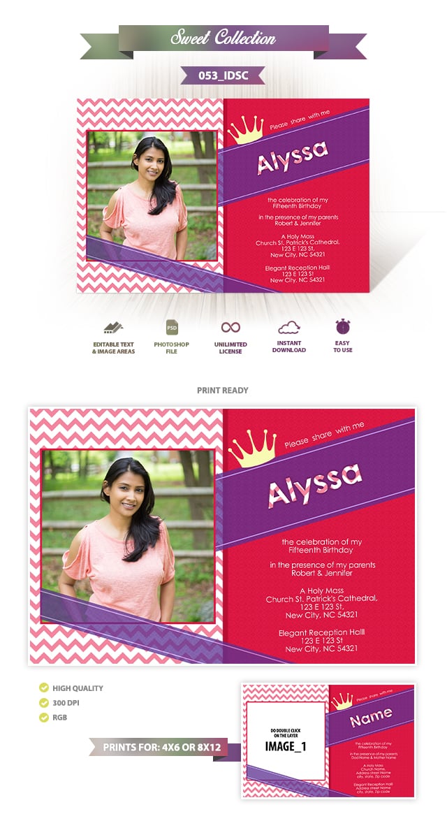 Sweet 16 Invitation Design 053