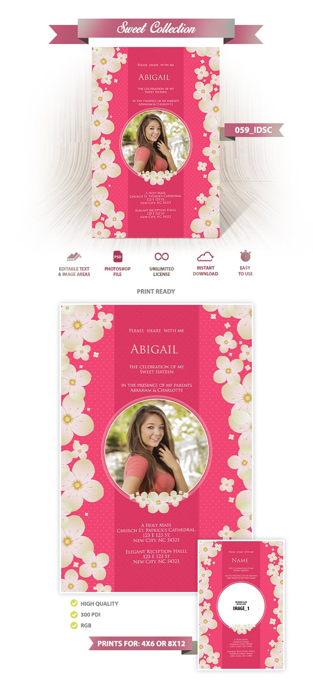 Sweet 16 Invitation Design 059