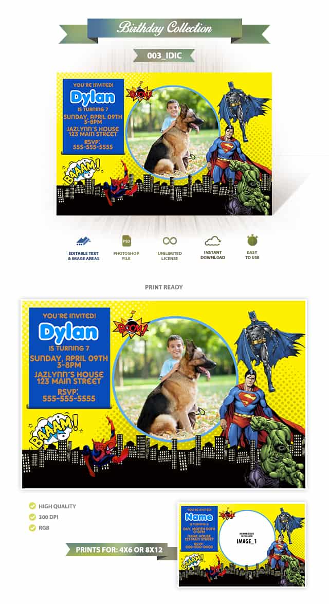 Super Heroes Invitation Design 003