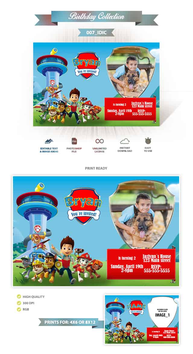 Paw Patrol Invitation Design 007