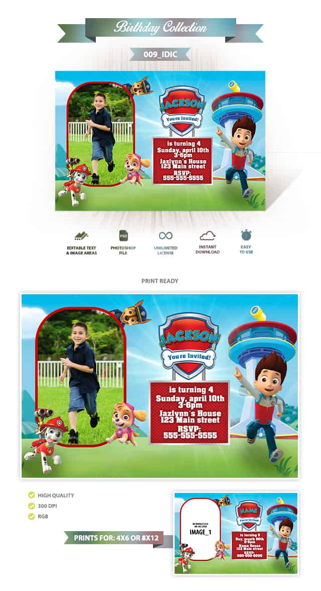 Paw Patrol Invitation Design 009