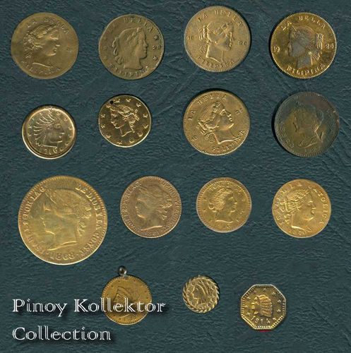 Anting-anting (Talisman) Piloncitos imitating Spanish-Filipino Gold coinage
