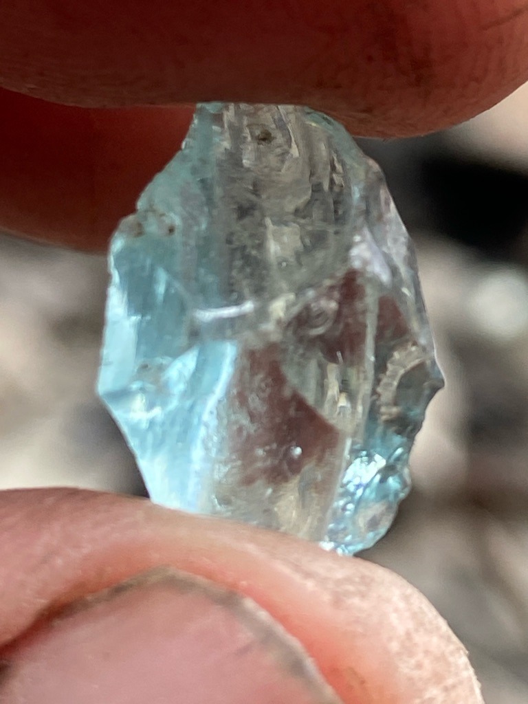Natural rough mineral crystal (likely Aquamarine or Blue Topaz, not a standard diamond, but evaluated contextually) - Uncut rough crystal fragment