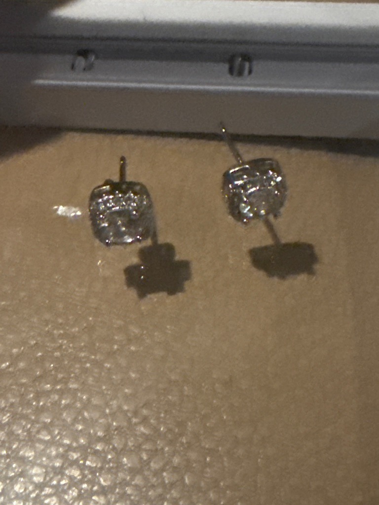 Natural Diamond (mounted as stud earrings) - Cushion Cut