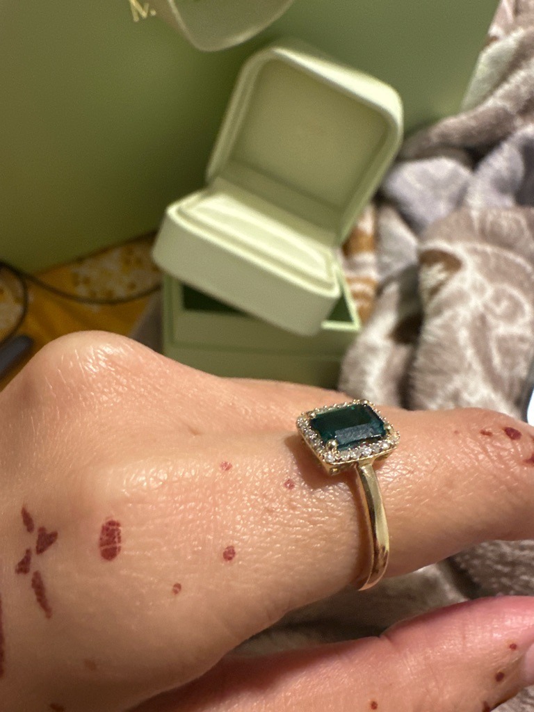 Likely Treated Natural Diamond or Teal Sapphire - Emerald Cut