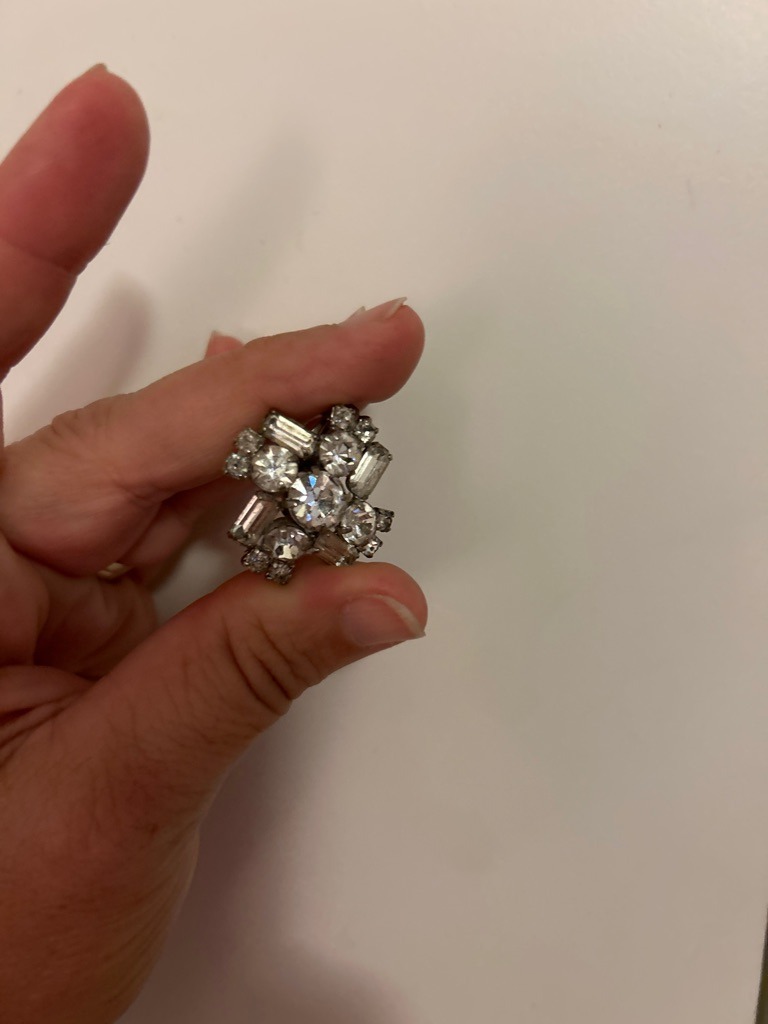 Cubic Zirconia or Glass (Costume Jewelry) - Mixed (Round Brilliant and Baguette)