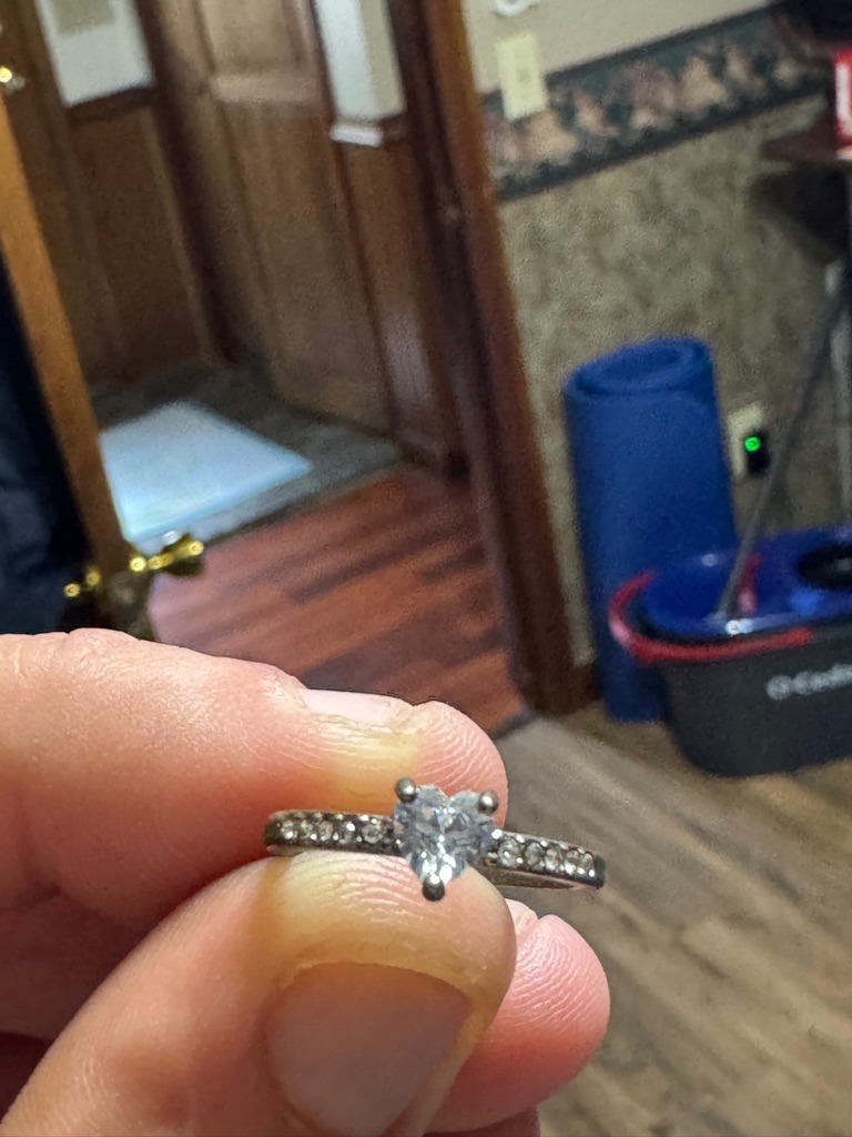 Natural Diamond (Assessed visually, likely genuine white diamond center stone with pave accents) - Heart Brilliant