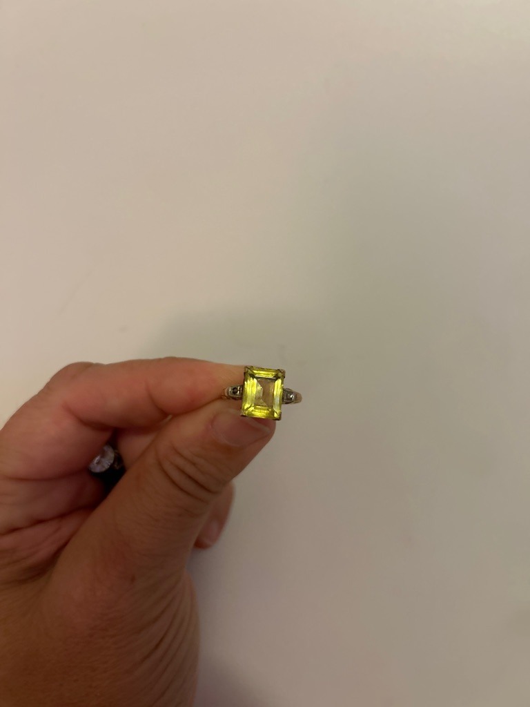Natural Fancy Colored Diamond (or potentially Chrysoberyl/Yellow Sapphire based on visual appearance) - Emerald Cut